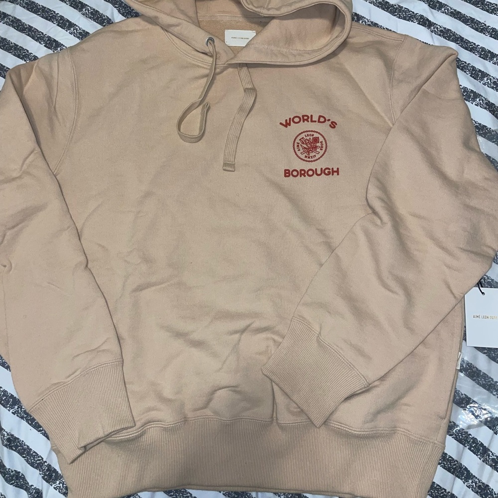 Aime Leon Dore Worlds Borough Hoodie Tan Size: Large